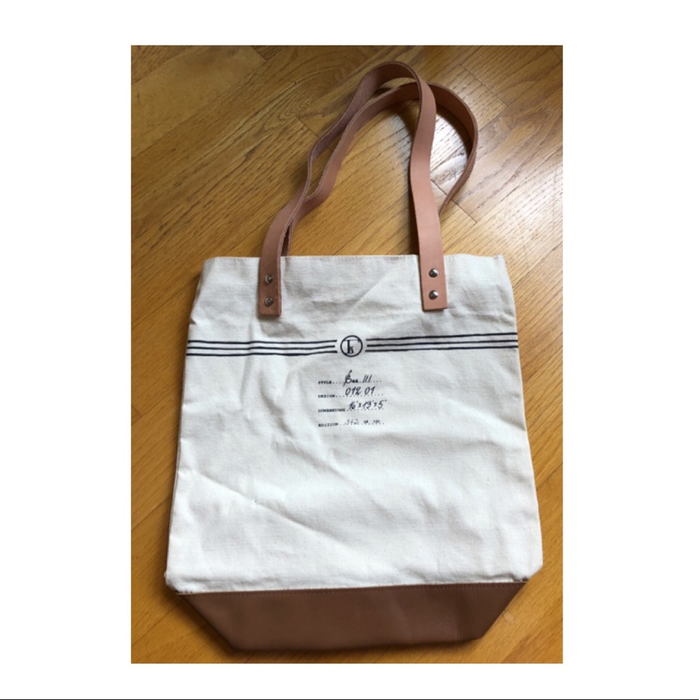 Canvas Tote Bag with Leather straps